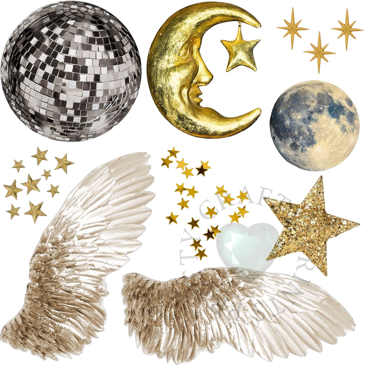 MOON ANGEL UV DTF TRANSFER ELEMENTS