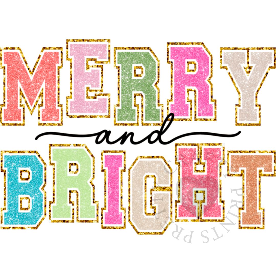 MERRY & BRIGHT PATCHES DECAL