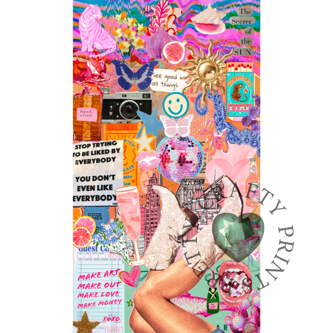HAPPY GIRL COLLAGE LARGE DECAL