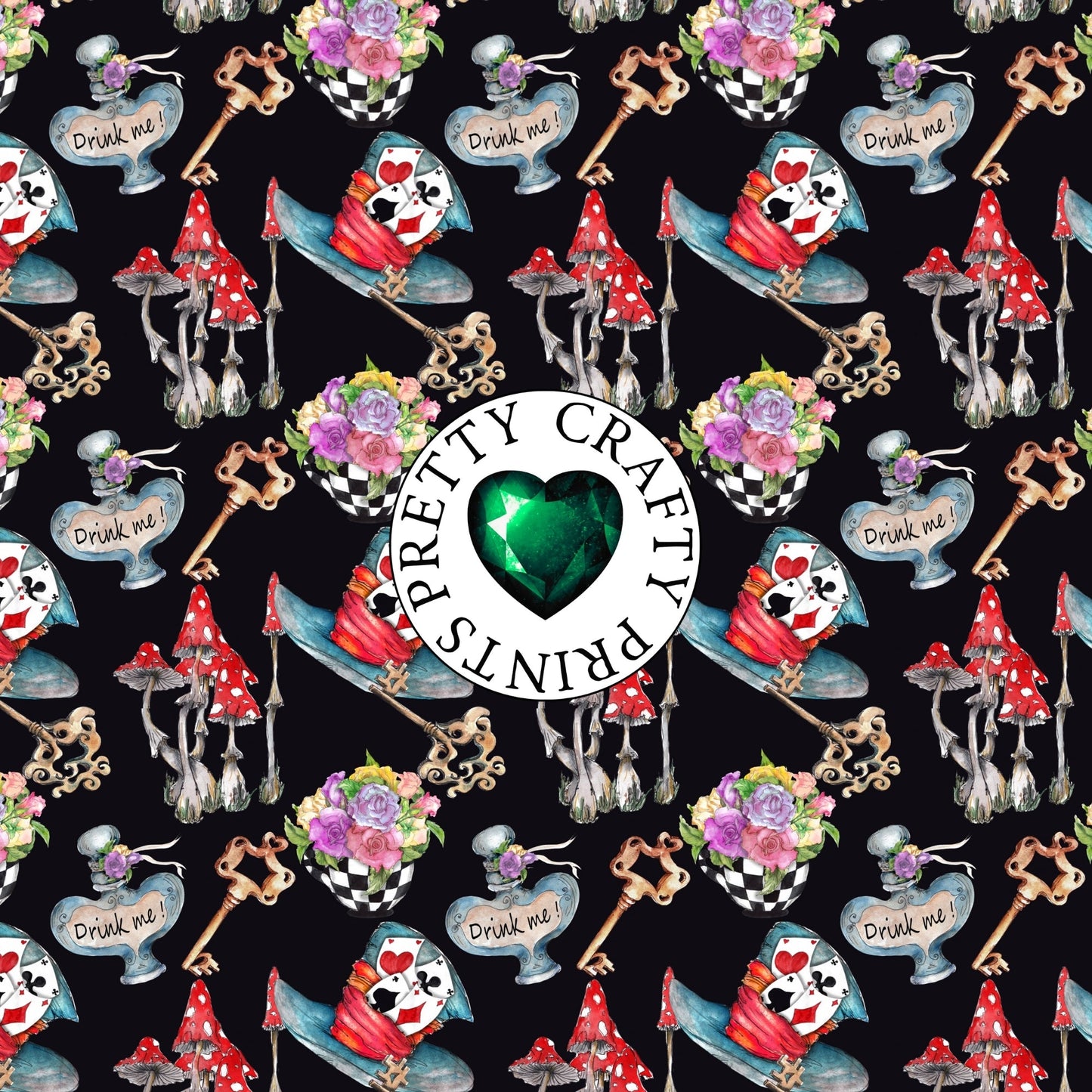 MAD HATTER ON BLACK ADHESIVE VINYL