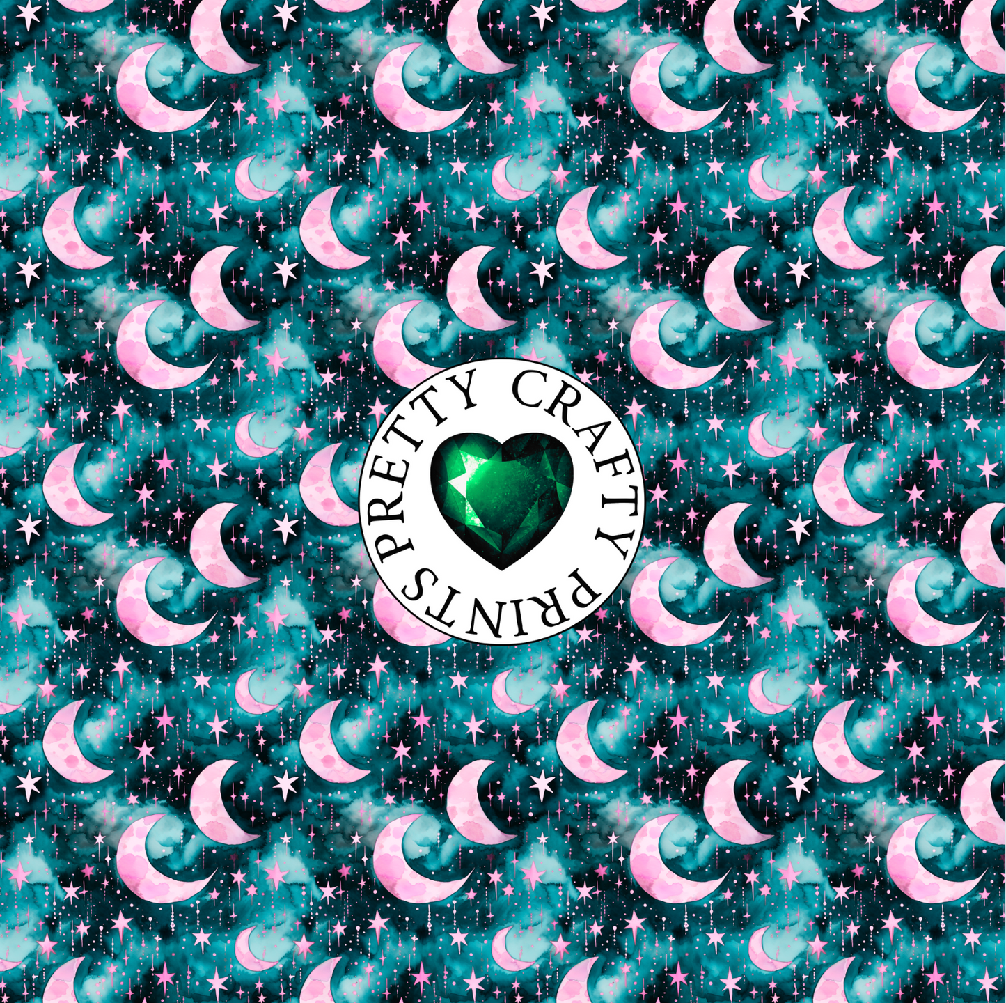 PINK ALCOHOL INK MOON & STARS ADHESIVE VINYL