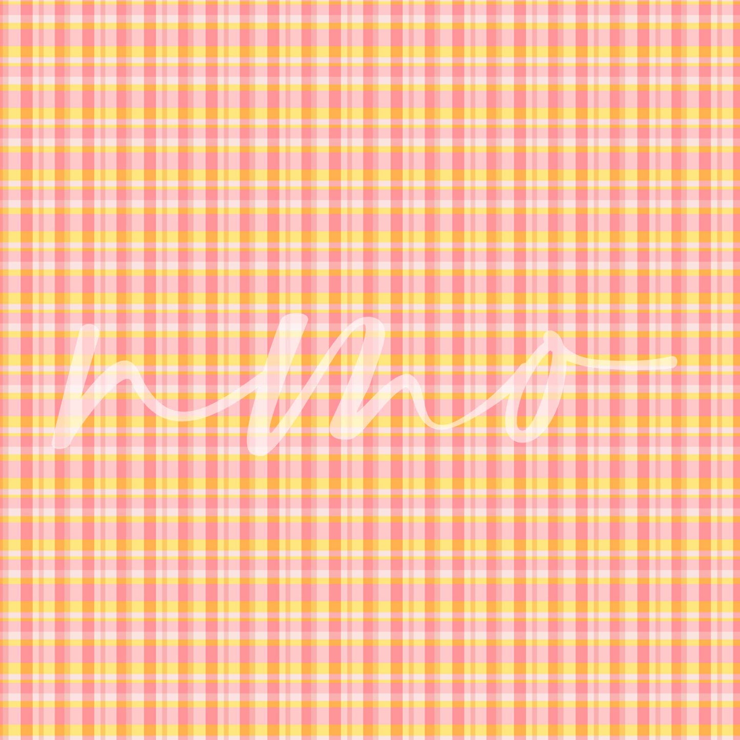 PINK YELLOW EASTER PLAID OPAQUE VINYL