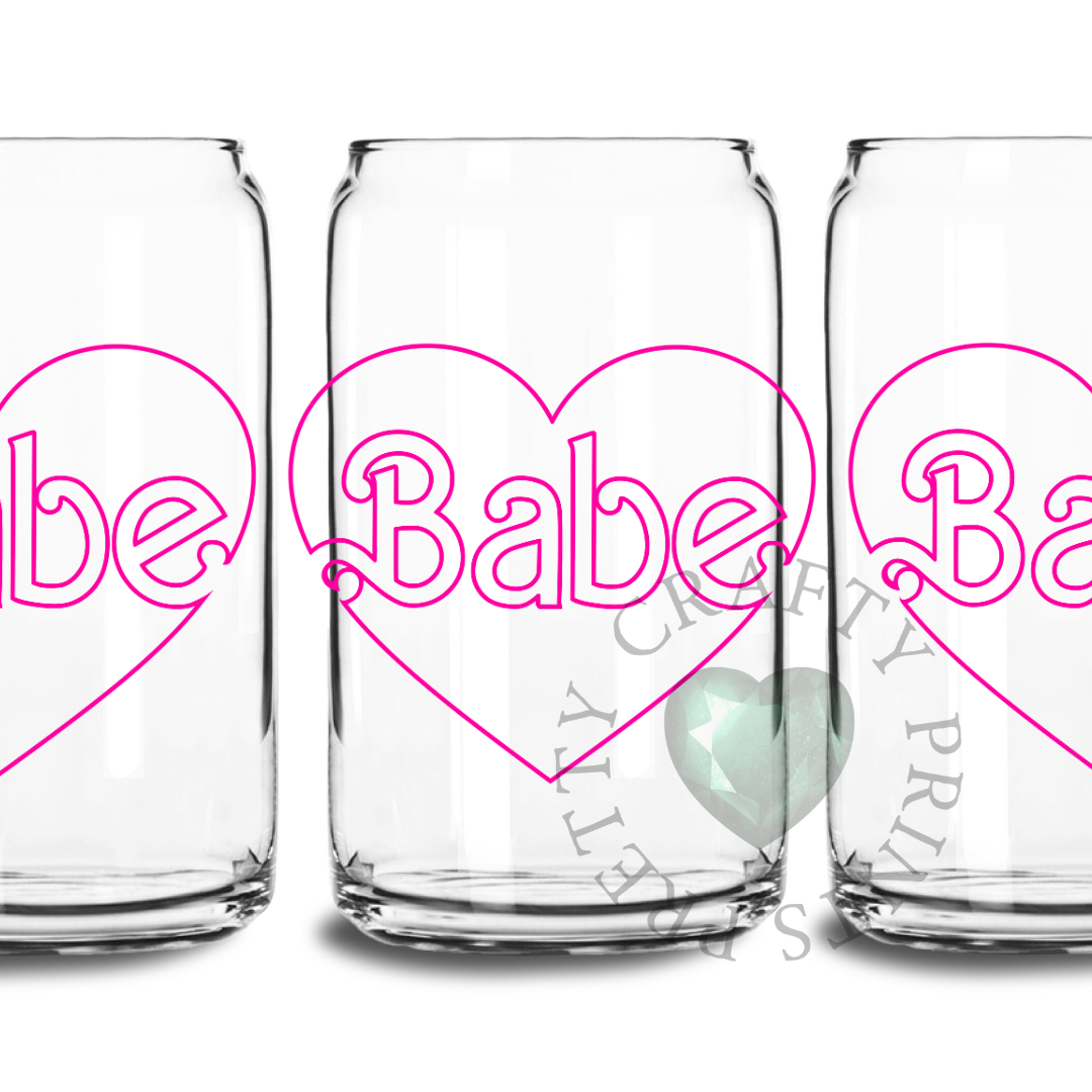 BABE UV DTF TRANSFER GLASS CAN DECAL