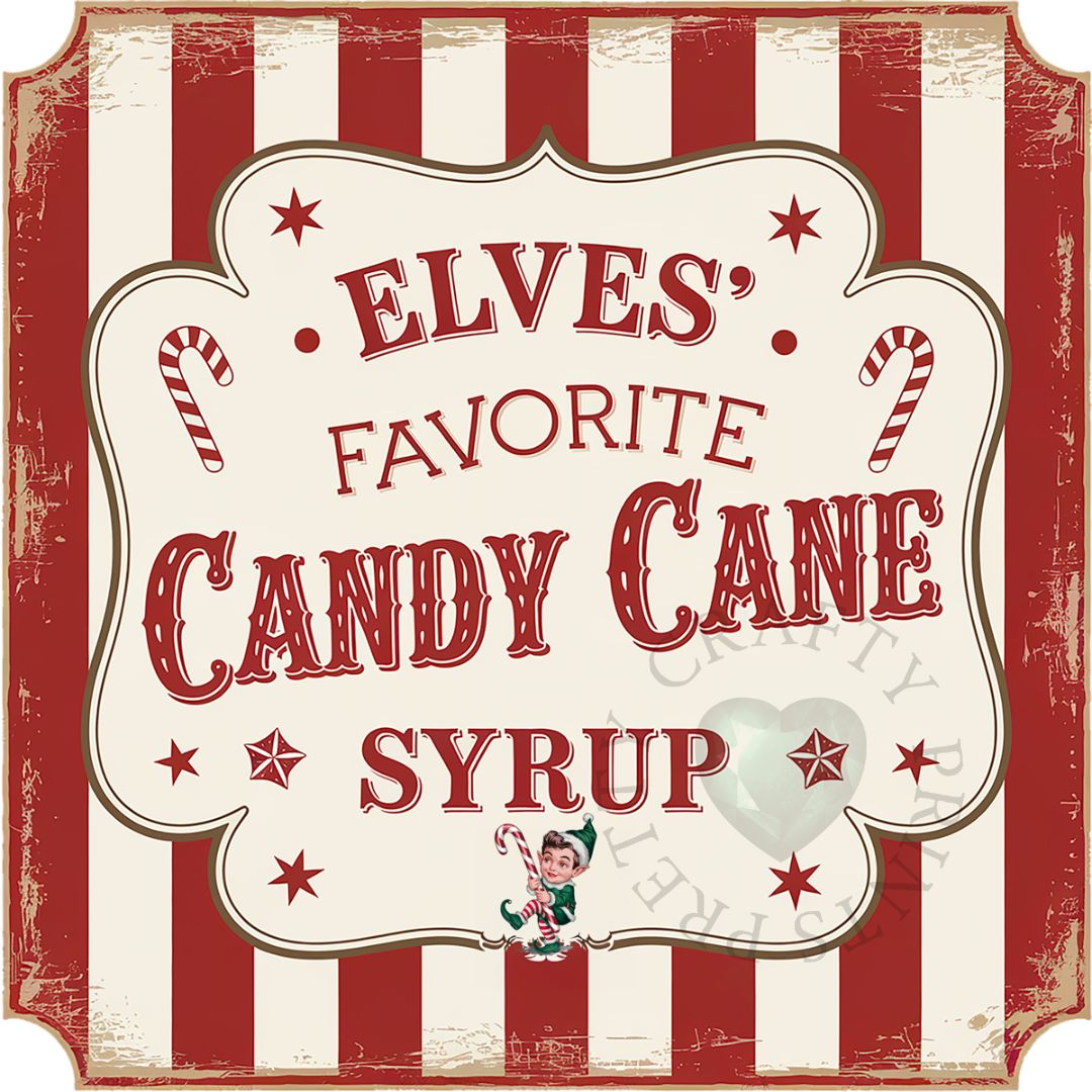 CANDY CANE SYRUP LABEL DECAL