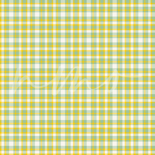 GREEN AND YELLOW EASTER PLAID OPAQUE VINYL