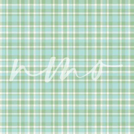 GREEN BLUE EASTER PLAID OPAQUE VINYL