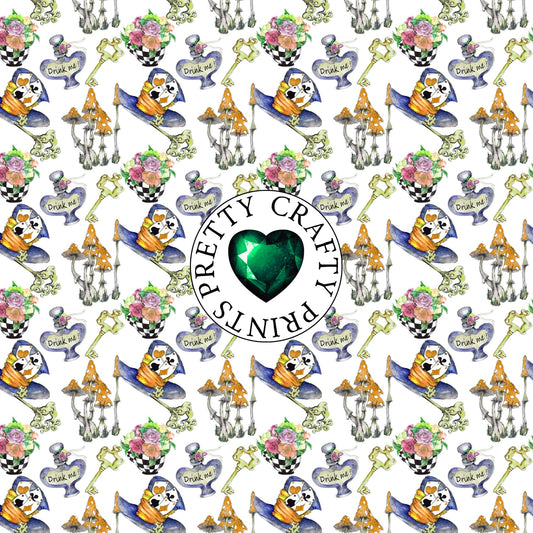 MAD HATTER ON WHITE ADHESIVE VINYL