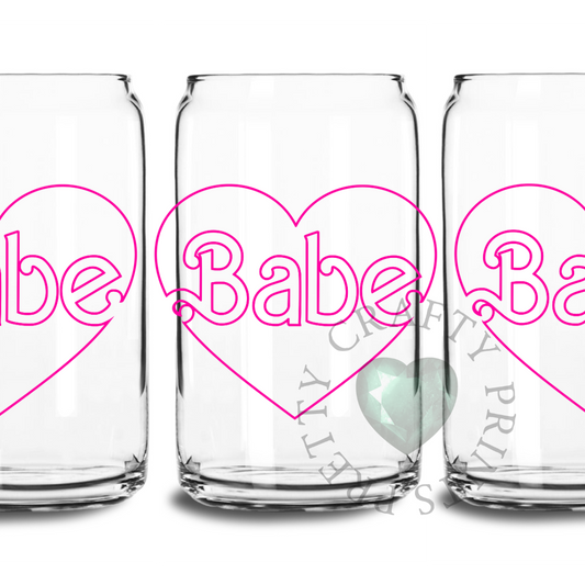 BABE UV DTF TRANSFER GLASS CAN DECAL